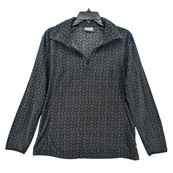 Columbia Pullover Quarter Zip Sweatshirt Medium Gray‎ Textured Fleece Printed - Picture 1 of 11